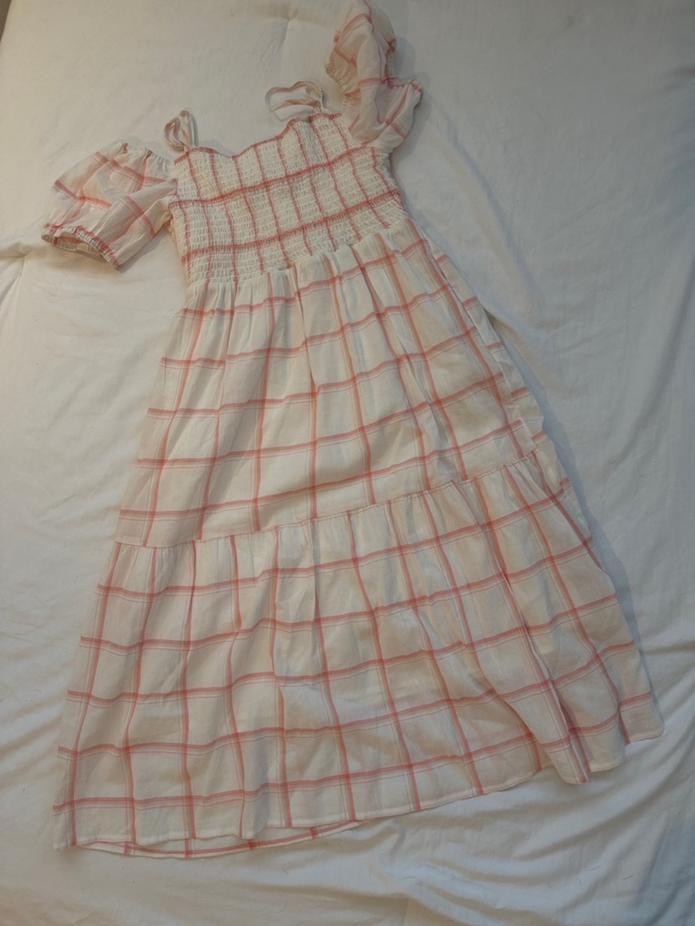 Cat & Jack White Dress with Pink Windowpane Checks